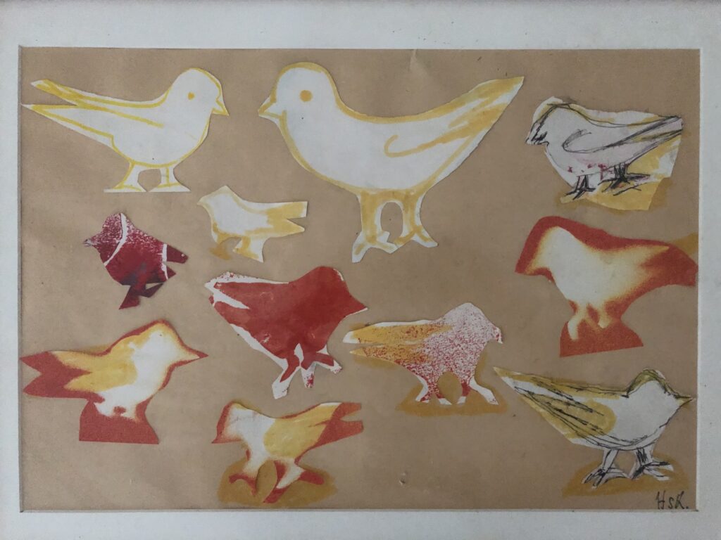 Collage mit Vögeln Krüsi Hans