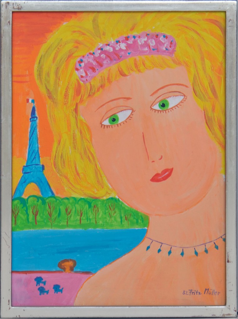 Damenportrait mit Eiffeltur in Paris Müller Fritz