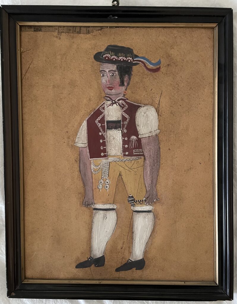 Uraltes Gemälde eines Appenzellers in Tracht Appenzellermalerei Antike