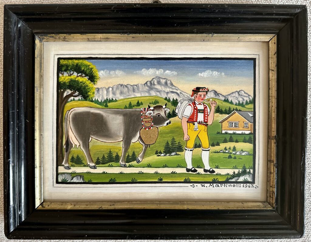 Bauer mit Kuh vor Alpstein Martinelli Ulrich